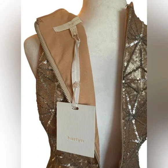 Sequined Deep-V Dress by Harlyn, Retail $599 - Picture 6 of 8